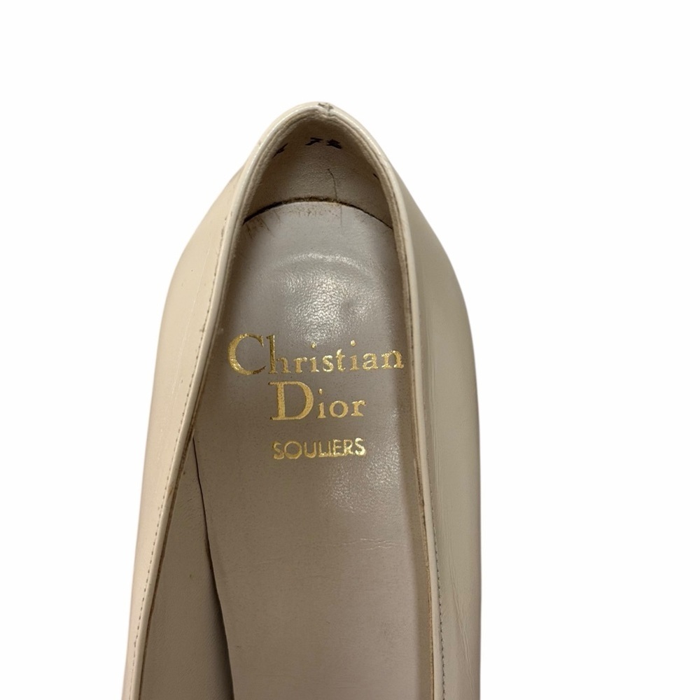 RARE Vintage Christian Dior Designer Cap Toe Pumps Ivory Black Leather Heels - Picture 14 of 16